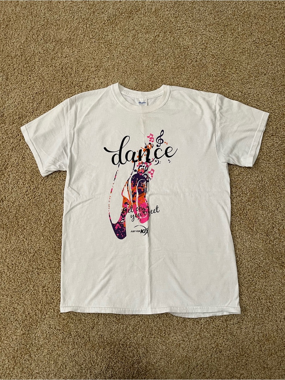 Just for Kix Graphic White Dance Get On Your Feet T-Shirt - Medium